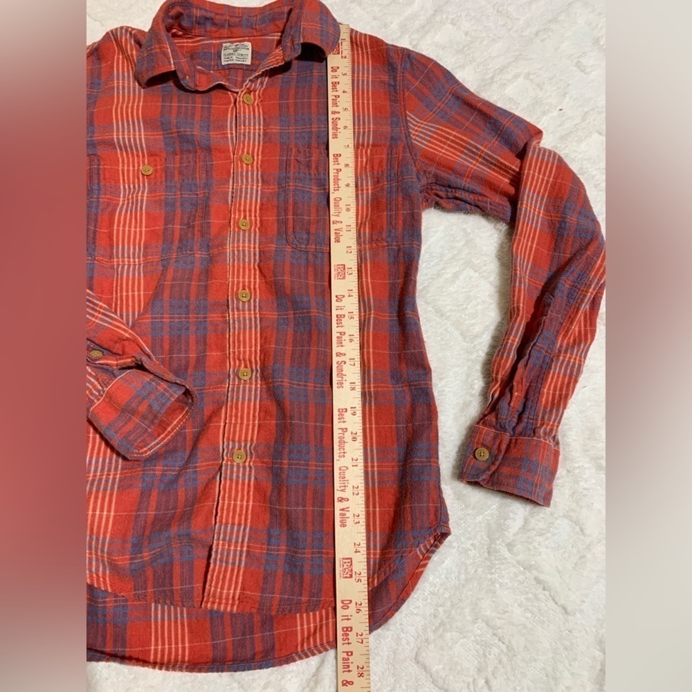 J Crew Flannel Red Blue Stripes Size Small - Picture 5 of 7